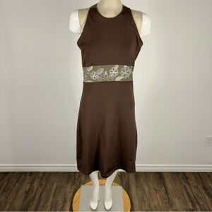LOLE Sports Dress Stretch Antibacterial Wicking Sleeveless Brown Built-in Bra L